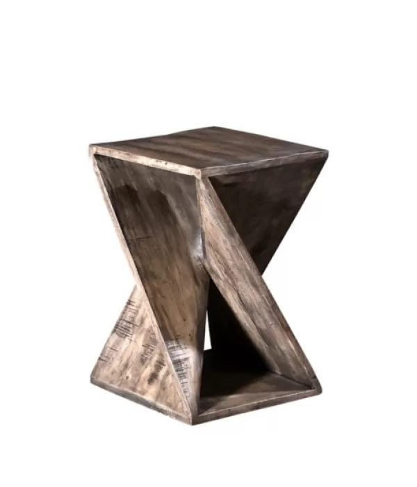 Accent & End Tables-Kirkland's Home Geometric Twist Wood Accent Table Tan