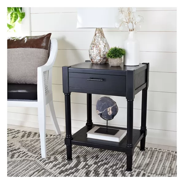 Accent & End Tables-Kirkland's Home Geometrical Industrial Pull Accent Table Black