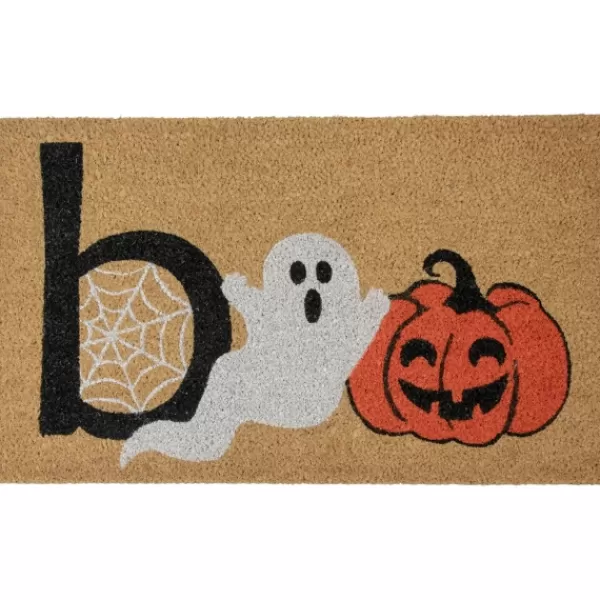 Doormats-Kirkland's Home Ghost And Jack-O-Lantern Boo Coir Doormat Tan/Orange/Black