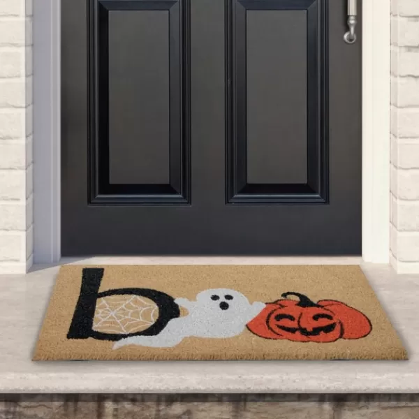 Doormats-Kirkland's Home Ghost And Jack-O-Lantern Boo Coir Doormat Tan/Orange/Black