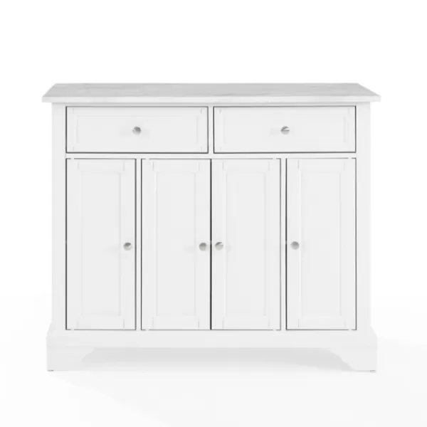 Kitchen Islands & Bar Carts-Kirkland's Home Gia All Marble Kitchen Island White