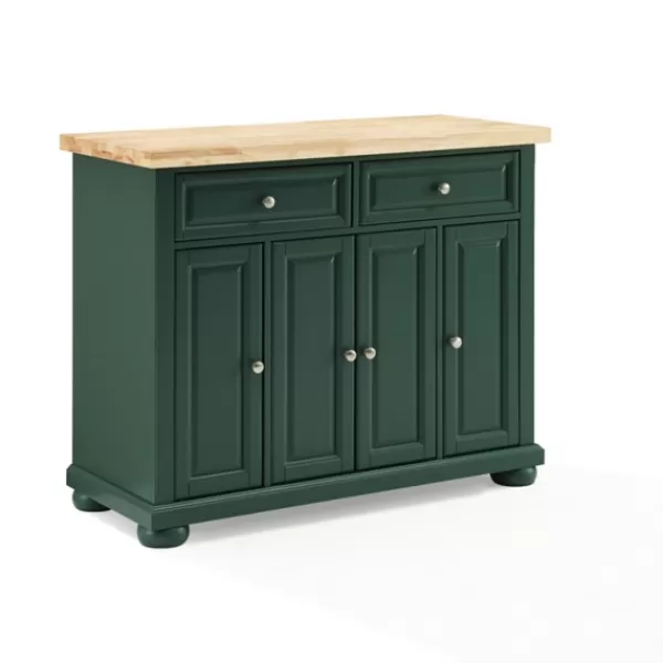 Kitchen Islands & Bar Carts-Kirkland's Home Gia Forest Green Wood Kitchen Island Green/Tan