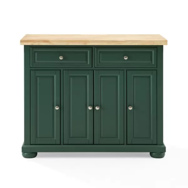 Kitchen Islands & Bar Carts-Kirkland's Home Gia Forest Green Wood Kitchen Island Green/Tan