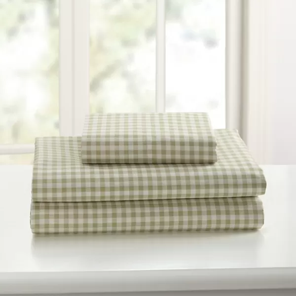 Bed Sheets-Kirkland's Home Gingham 3-Pc. Full Sheet Set Green