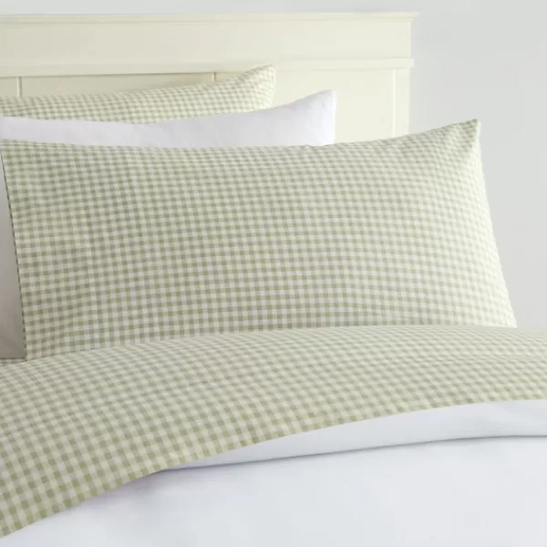 Bed Sheets-Kirkland's Home Gingham 3-Pc. Full Sheet Set Green