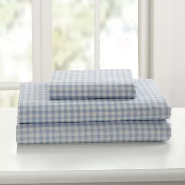 Bed Sheets-Kirkland's Home Gingham Queen 3-Pc. Sheet Set Blue