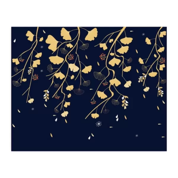 Wall Murals & Wall Decals-Kirkland's Home Gingko On Navy Peel And Stick Wall Mural Blue/Yellow