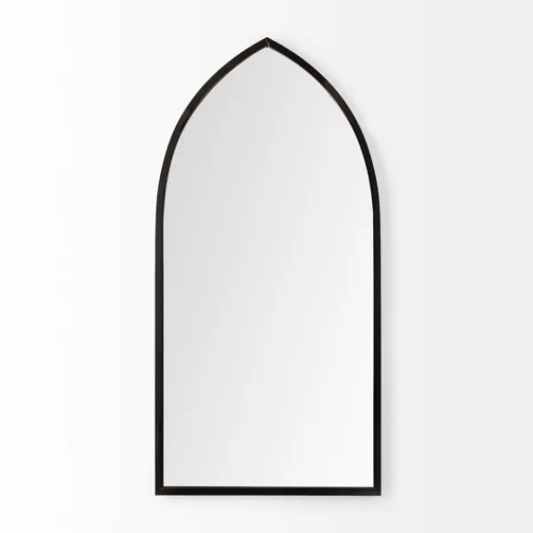 Decorative Mirrors-Kirkland's Home Giovanna Black Metal Pointed Arch Wall Mirror