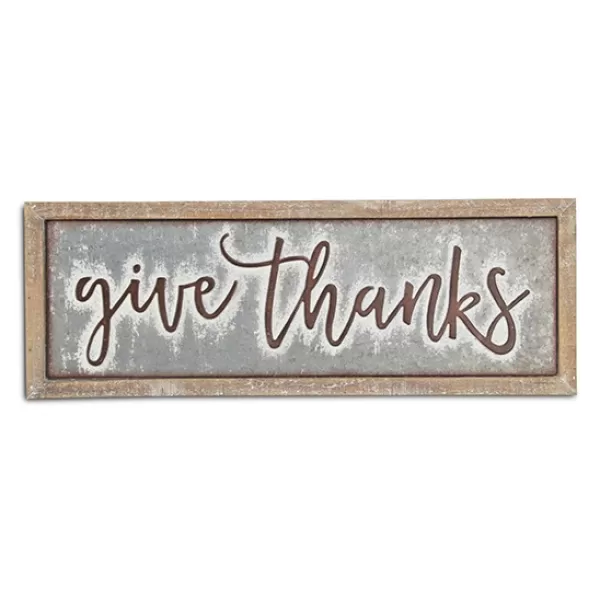 Wall Quotes & Signs-Kirkland's Home Give Thanks Sign Brown/Gray