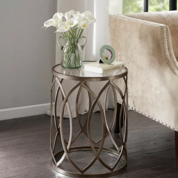 Accent & End Tables-Kirkland's Home Glass And Metal Accent Table Gold