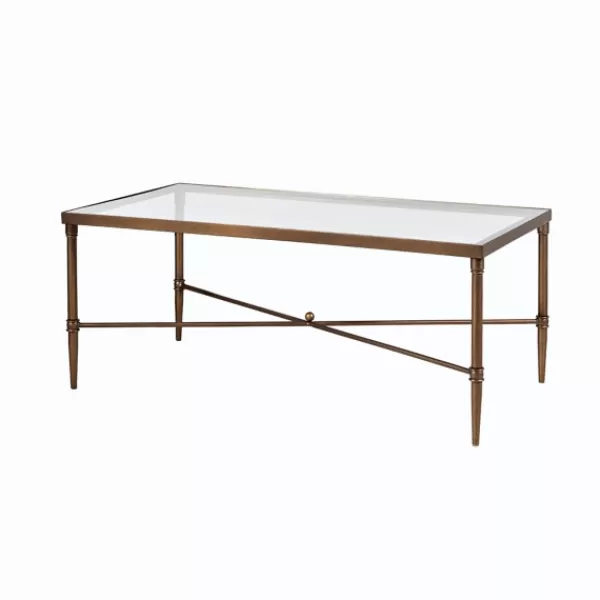 Coffee Tables-Kirkland's Home Glass And Metal Rectangle Porter Coffee Table Gold