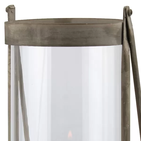 Lanterns-Kirkland's Home Glass And Rustic Metal Lantern Gray