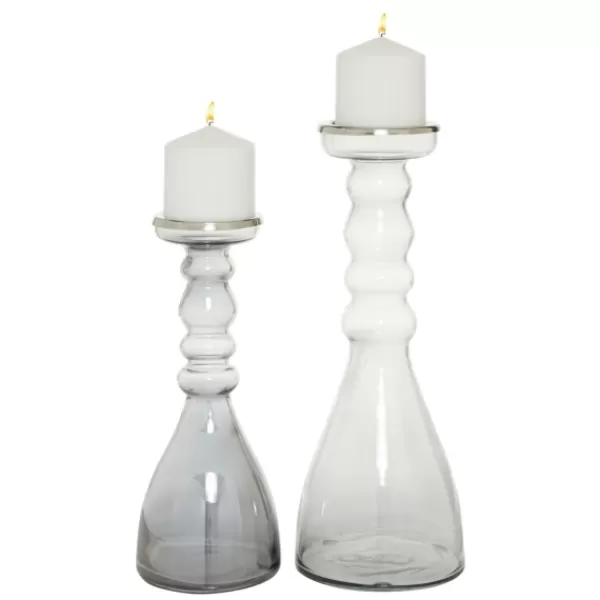 Candle Holders-Kirkland's Home Glass Candle Holders, Set Of 2 Clear