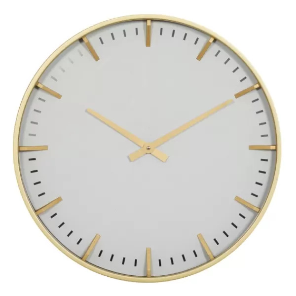 Clocks-Kirkland's Home Glass Frame Gold Accent Wall Clock White