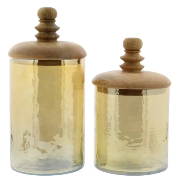 Decorative Bowls & Jars-Kirkland's Home Glass Jars, Set Of 2 Gold