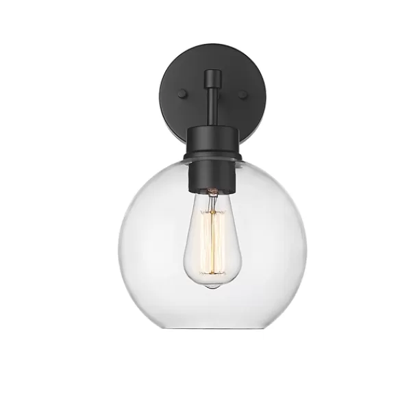 Outdoor Lighting-Kirkland's Home Glass Orb Outdoor Sconce Light Black