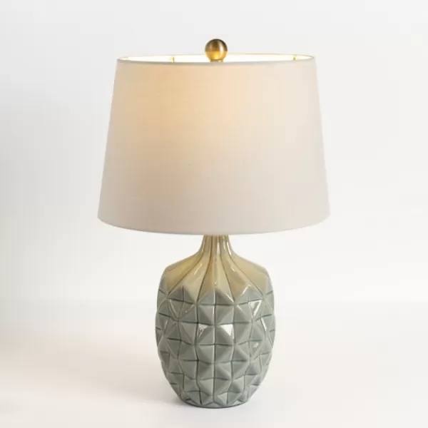 Table Lamps-Kirkland's Home Glazed Dusty Blue Geo Table Lamp Ivory