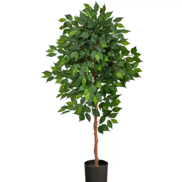 Trees & Topiaries-Kirkland's Home Glossy Leaf Ficus Tree In Black Nursery Planter