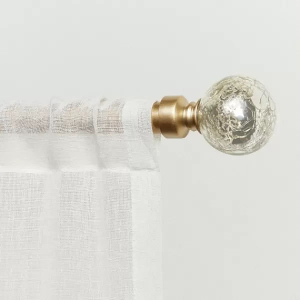 Curtain Rods & Hardware-Kirkland's Home Gold Aged Mercury Sphere Curtain Rod, 120 In.