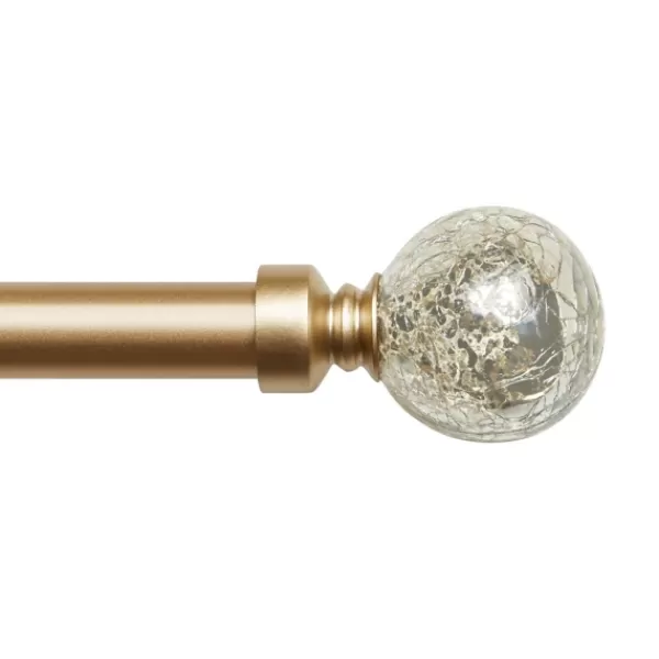 Curtain Rods & Hardware-Kirkland's Home Gold Aged Mercury Sphere Curtain Rod, 120 In.