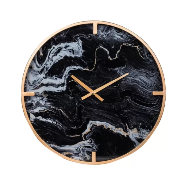 Clocks-Kirkland's Home Gold And Black Marble Face Wall Clock