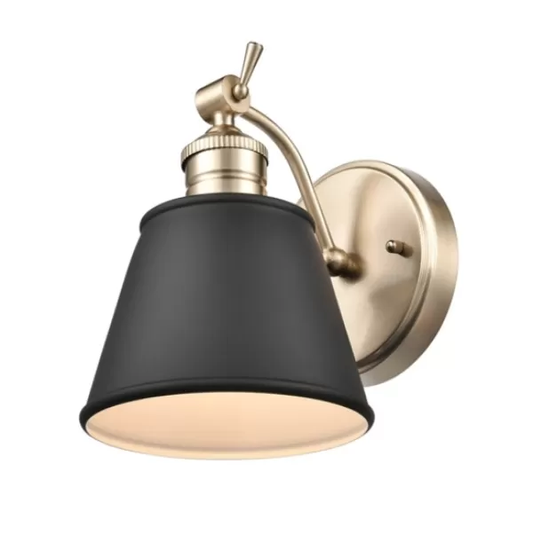 Sconces-Kirkland's Home Gold And Black Metal Tapered Shade Wall Sconce