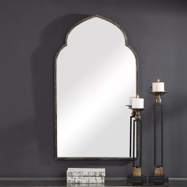 Decorative Mirrors-Kirkland's Home Gold And Bronze Metal Arch Mirror