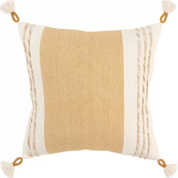 Pillows-Kirkland's Home Gold And Ivory Color Block Pillow Gold/Ivory