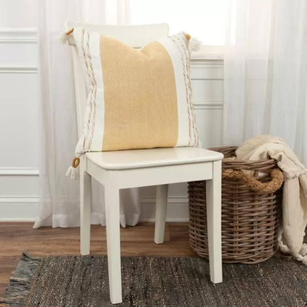 Pillows-Kirkland's Home Gold And Ivory Color Block Pillow Gold/Ivory
