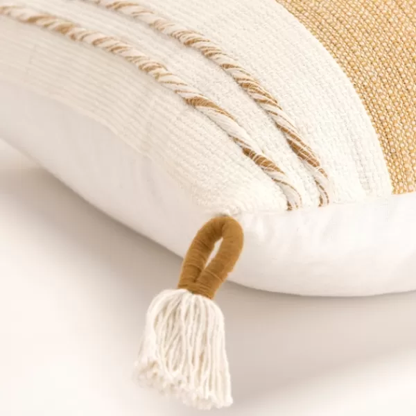 Pillows-Kirkland's Home Gold And Ivory Color Block Pillow Gold/Ivory