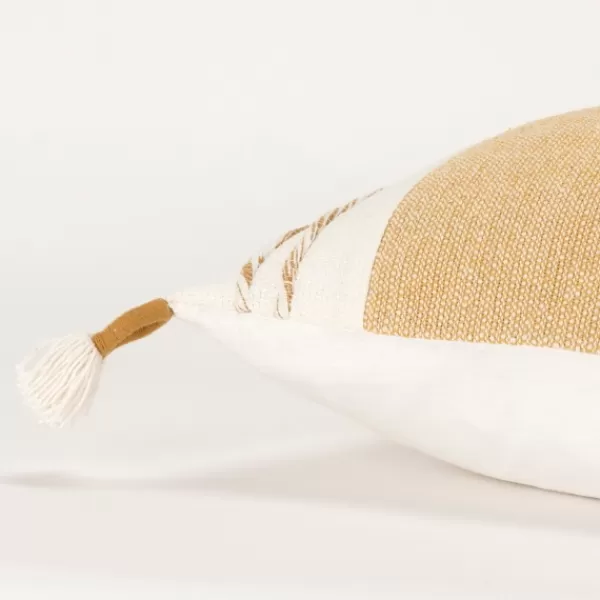 Pillows-Kirkland's Home Gold And Ivory Color Block Pillow Gold/Ivory