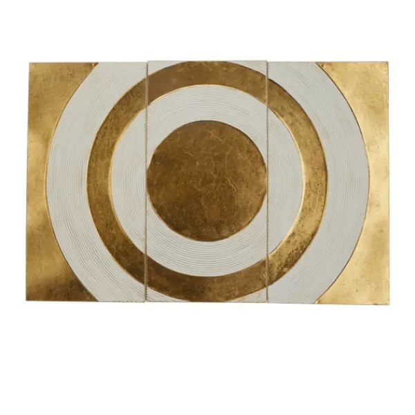 Wall Plaques-Kirkland's Home Gold And White Abstract Ripple Wall Plaque White/Gold