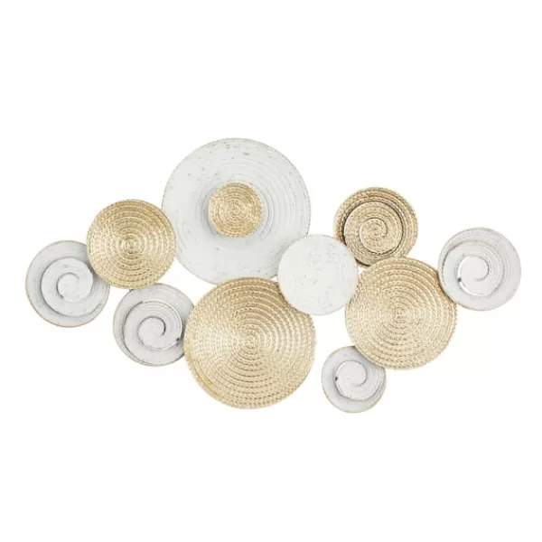 Wall Plaques-Kirkland's Home Gold And White Round Layered Plates Wall Sculpture Gold/White