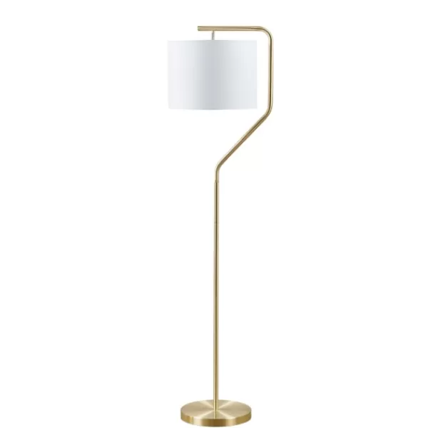 Floor Lamps-Kirkland's Home Gold Angular Modern Floor Lamp Ivory