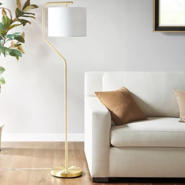 Floor Lamps-Kirkland's Home Gold Angular Modern Floor Lamp Ivory