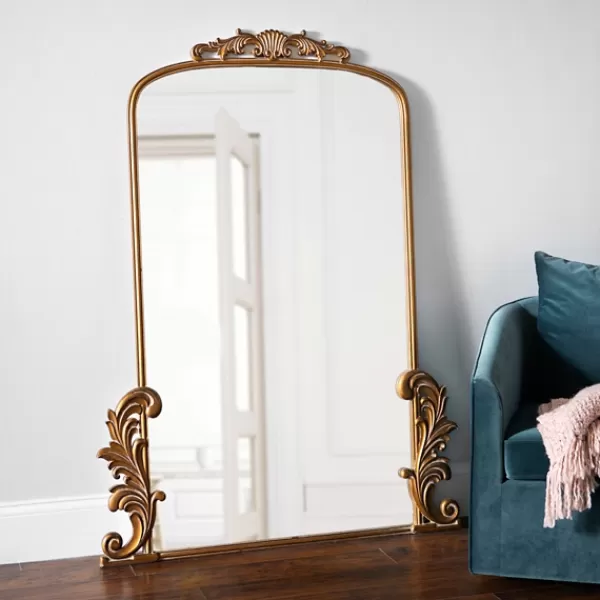 Full Length & Floor Mirrors-Kirkland's Home Gold Bordeaux Ornate Leaner Mirror, 46X63 In.
