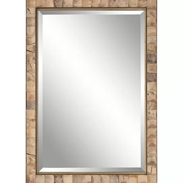 Decorative Mirrors-Kirkland's Home Gold Coconut Shell Inlay Framed Mirror