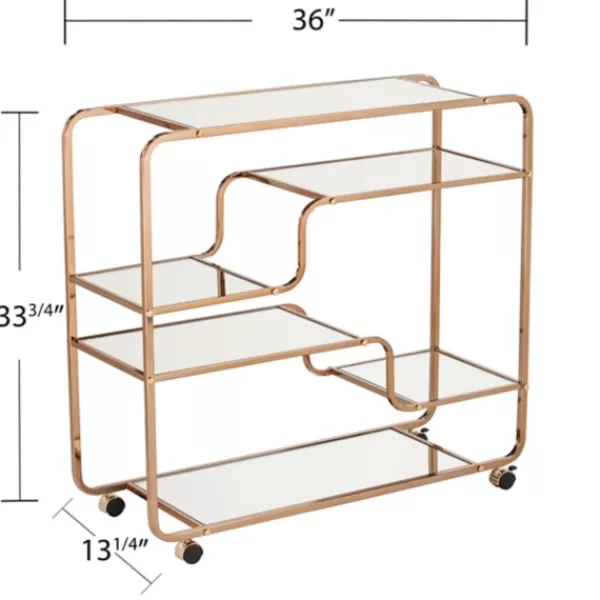 Kitchen Islands & Bar Carts-Kirkland's Home Gold Curved Metal Mirrored Bar Cart