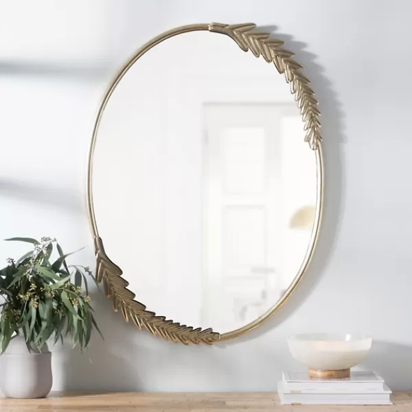 Decorative Mirrors-Kirkland's Home Gold Finish Oval Wreath Mirror