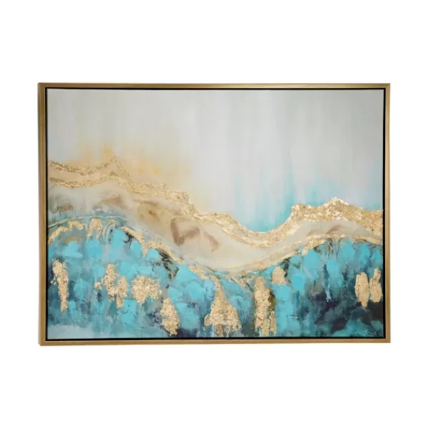 Framed Art-Kirkland's Home Gold Geode Slice Framed Canvas Art Print Blue/White/Gold