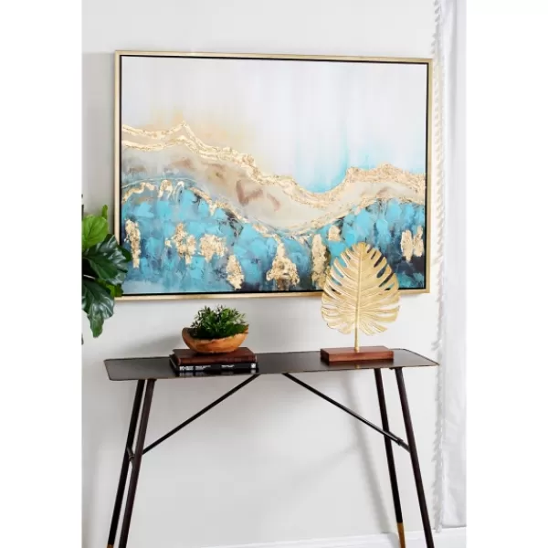 Framed Art-Kirkland's Home Gold Geode Slice Framed Canvas Art Print Blue/White/Gold