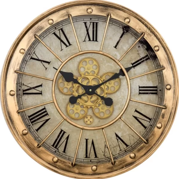 Clocks-Kirkland's Home Gold Gilded Frame Round Wall Clock