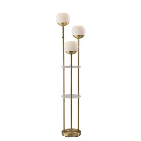 Floor Lamps-Kirkland's Home Gold Globe 3-Light Shelf Floor Lamp Gold/White