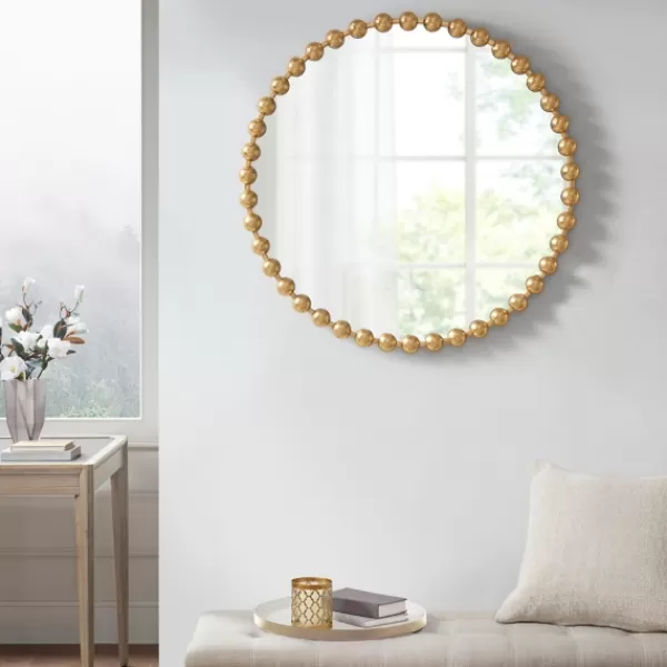 Decorative Mirrors-Kirkland's Home Gold Iron Spiral Round Wall Mirror