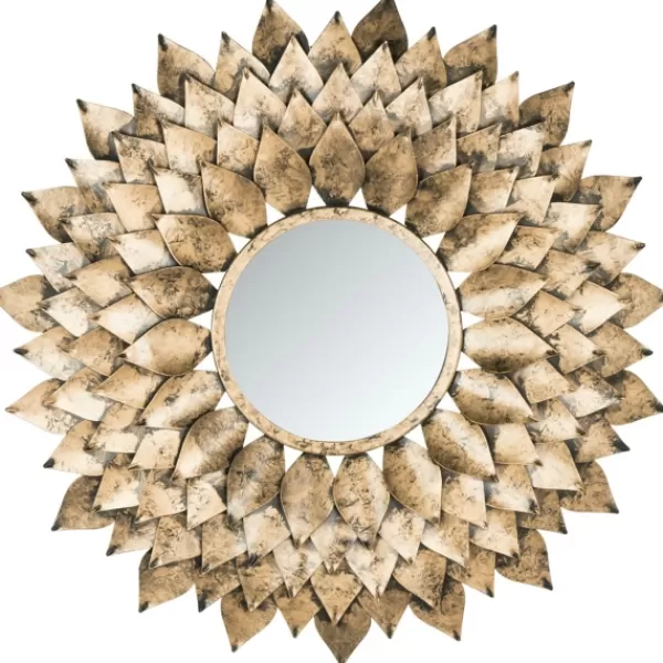 Decorative Mirrors-Kirkland's Home Gold Iron Sunburst Round Frame Mirror