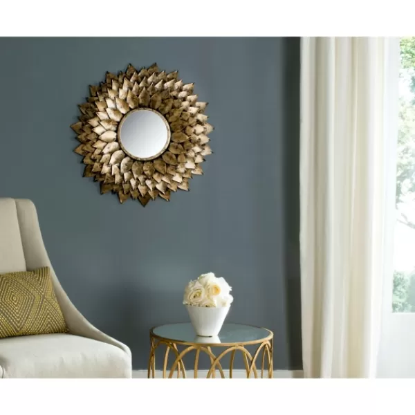 Decorative Mirrors-Kirkland's Home Gold Iron Sunburst Round Frame Mirror