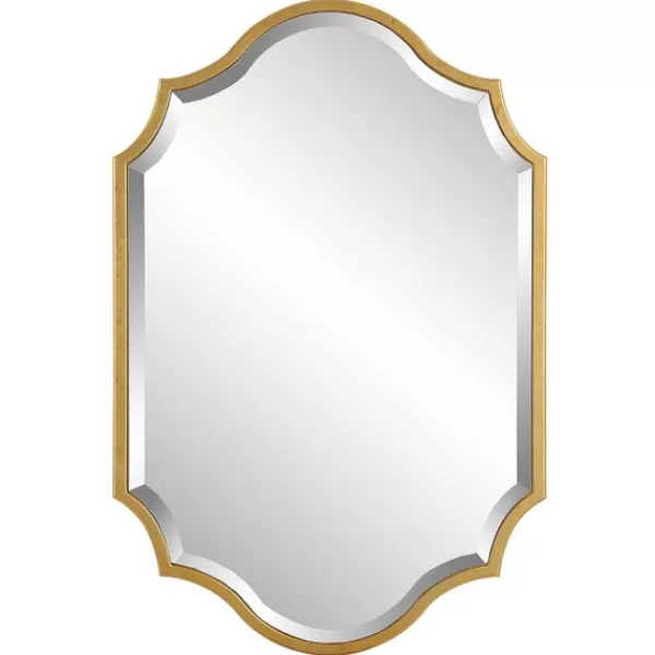 Decorative Mirrors-Kirkland's Home Gold Leaf Curved Metal Wall Mirror