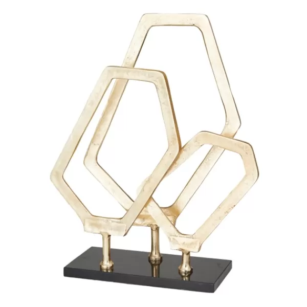 Statues & Figurines-Kirkland's Home Gold Marble Layered Geometric Loops Statue Gold/Black