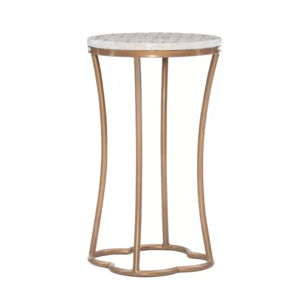 Accent & End Tables-Kirkland's Home Gold Metal And Capiz Shell Top Accent Table