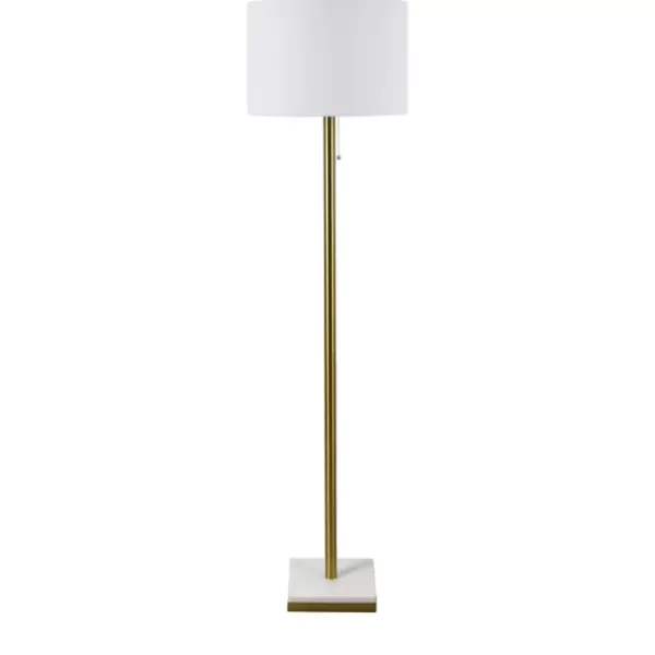 Floor Lamps-Kirkland's Home Gold Metal And Marble Base Floor Lamp White